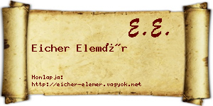 Eicher Elemér névjegykártya
